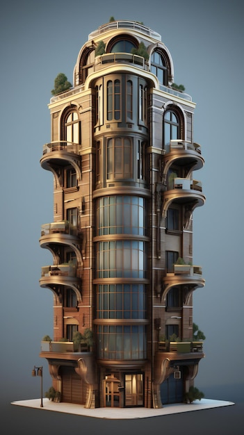 Edifício de condomínios renderizado em 3D