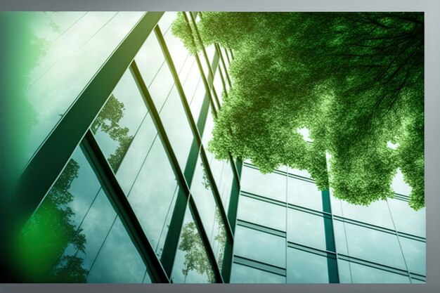 Foto edifício de escritórios ecológico e sustentável na cidade moderna
