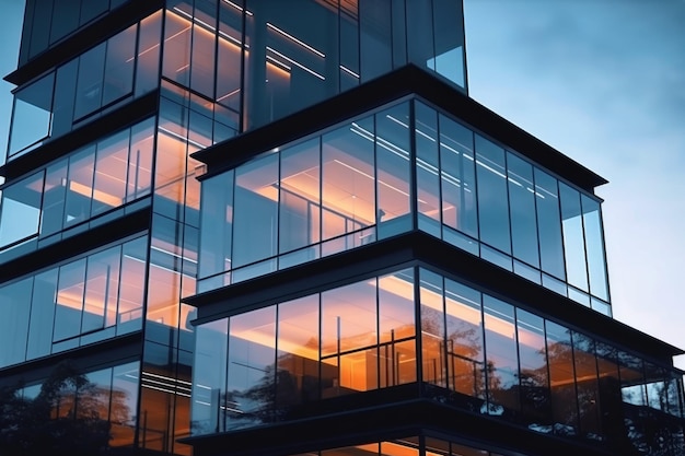 Edifício de escritórios moderno negócio arquitetura sustentável projeto urbano projeto de janela projeto de vidro cidade