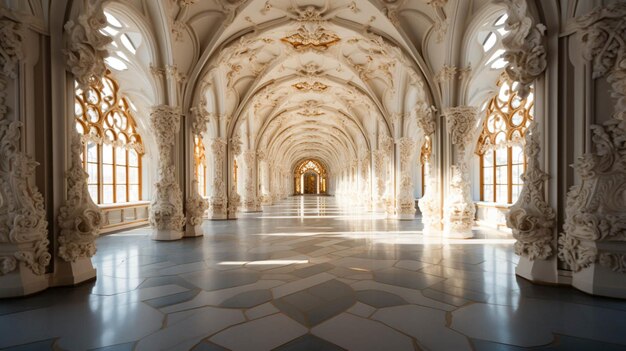 Edifício de mármore branco com colunas e arcos