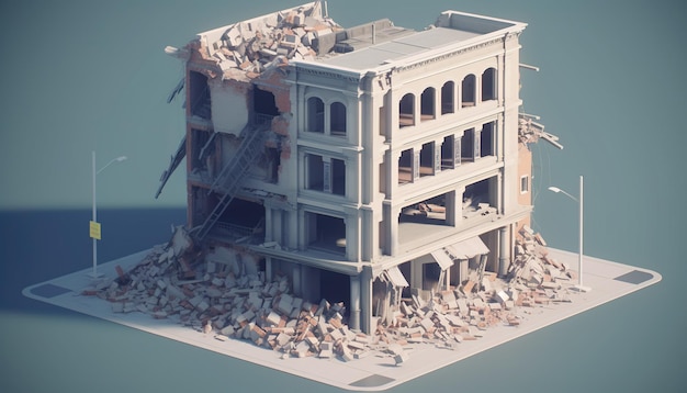 Edificio destruido terremoto Generativo Ai