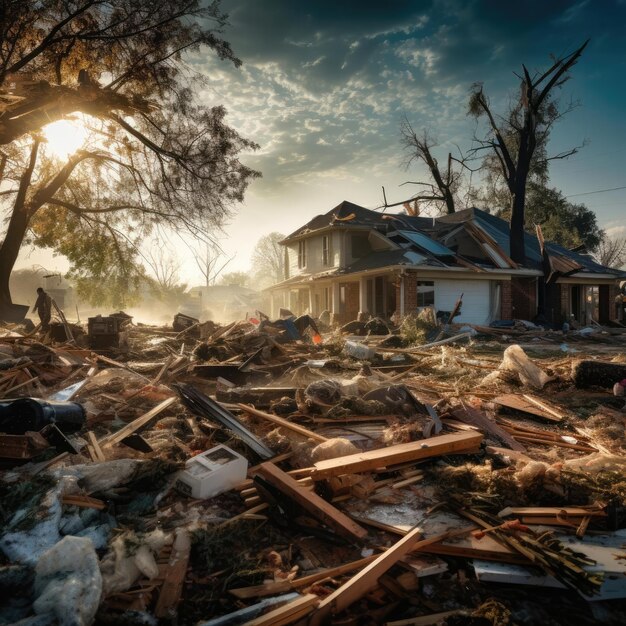 Un edificio destruido por un tornado