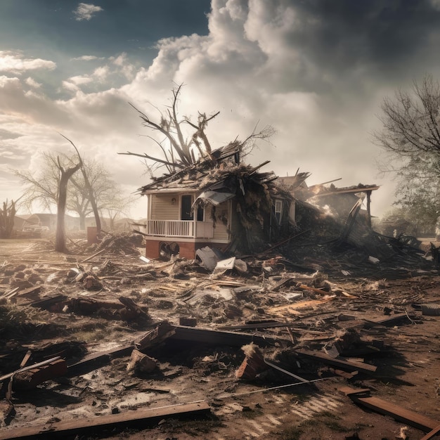 Un edificio destruido por un tornado