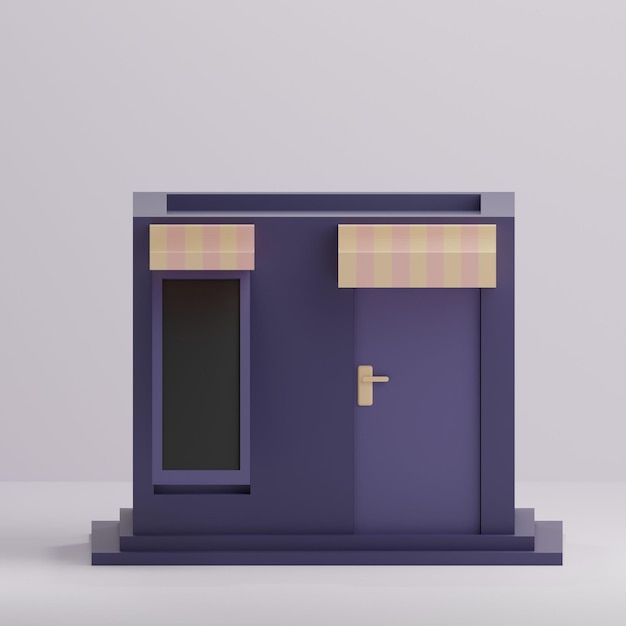 Edificio de dibujos animados Low Poly Púrpura modelo 3d