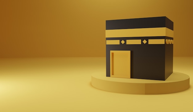 edificio dorado de la Kaaba diseño 3d renderizado de fondo