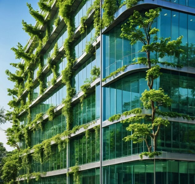 Foto edificio ecológico en la ciudad moderna