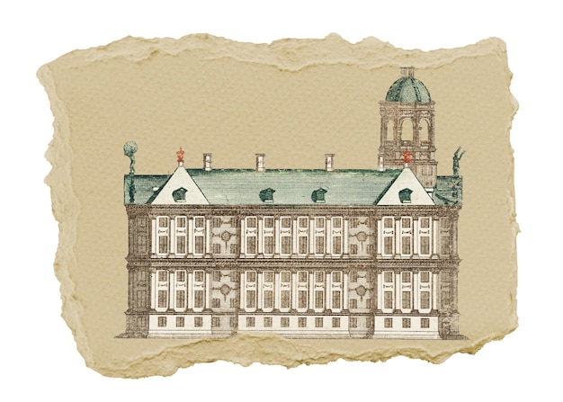 Edificio europeo pegatina png papel rasgado fondo transparente