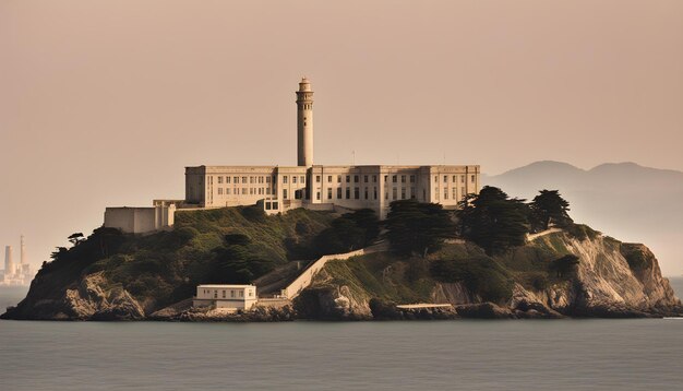 Foto un edificio con un faro en la parte superior está en el fondo