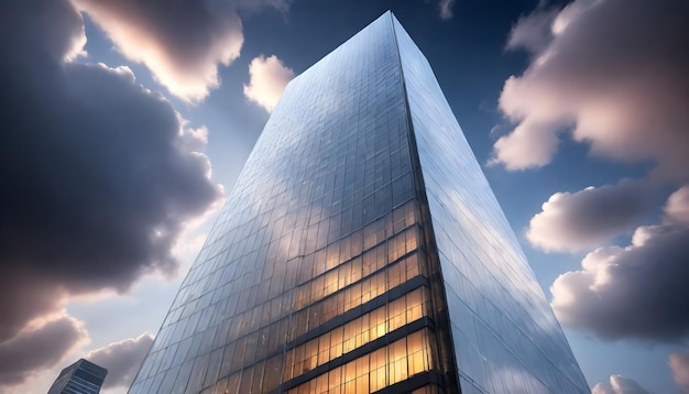 Foto un edificio con un fondo de cielo y nubes