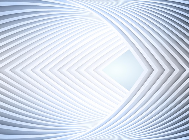 Edifício futurista branco linhas curvas espaço artificial, renderização em 3D.