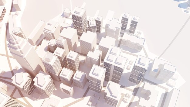 Edificio de gran altura en el distrito comercial de la ciudad. Existen carreteras y ríos. Edificios de oficinas.