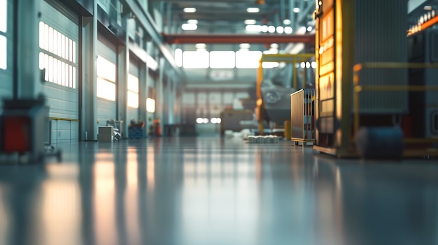 Foto edificio de un gran espacio de taller de fábrica ia generativa