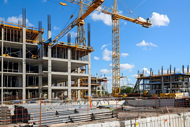 Foto un edificio con una grúa en él y un edificio en construcción