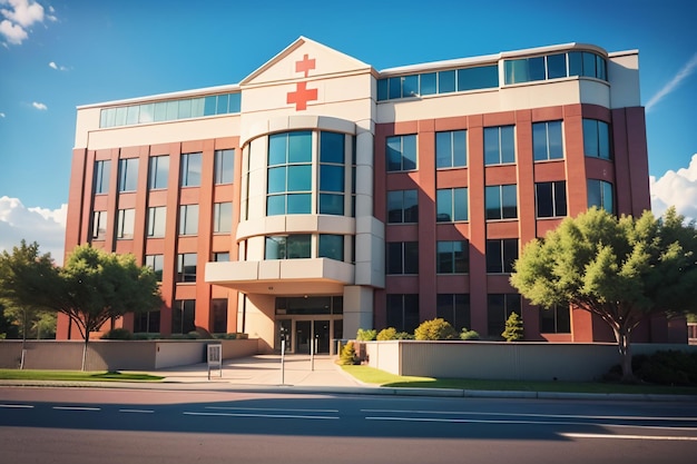 Edificio del hospital Institución médica de la Cruz Roja Tratamiento de la salud Fondo de pantalla de la enfermedad