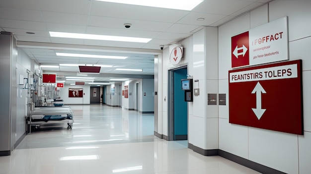 Foto edificio del hospital de señalización de emergencia