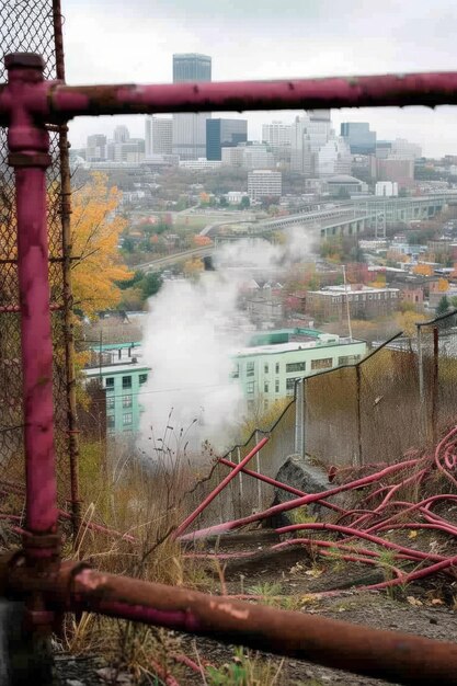 Foto un edificio industrial envuelto en una atmósfera misteriosa