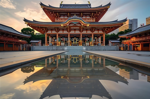 Edificio Jinryu reflejado