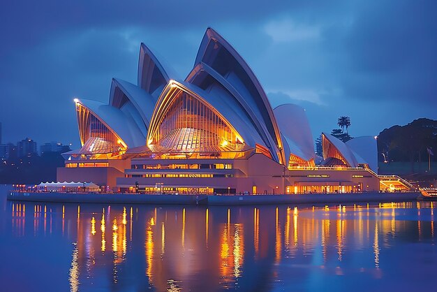 un edificio con luces en él y la palabra ópera en la parte superior