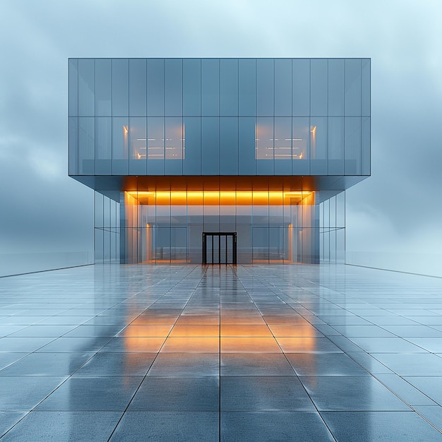 un edificio con una luz amarilla en la parte superior