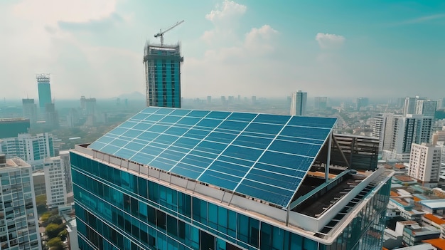 Edifício moderno com instalação de painéis solares