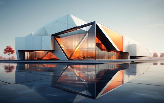 Edifício Moderno com Precisão Geométrica Generativa por Ai