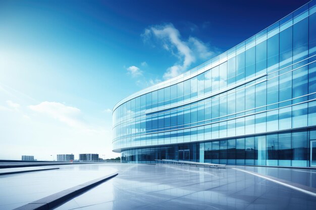 Edificio moderno de oficinas corporativas bajo un cielo azul