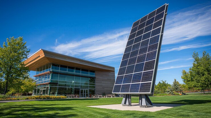 Edificio moderno con paneles solares