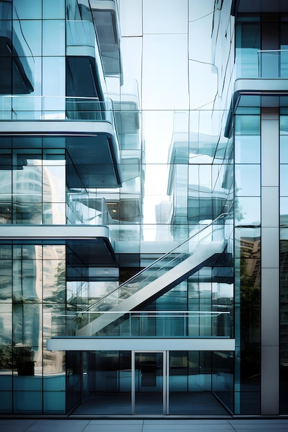 Edificio moderno con paredes de vidrio en la ciudad