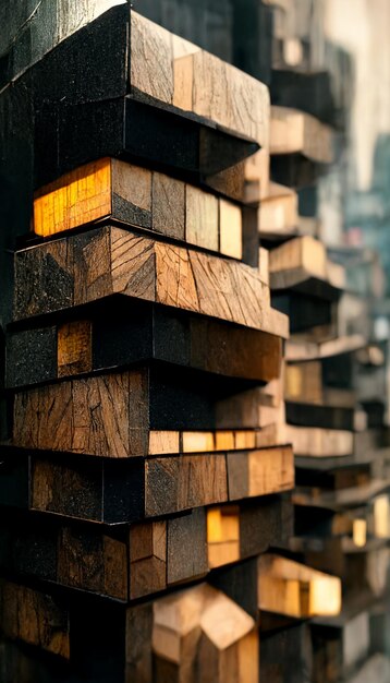 Un edificio con mucha madera encima