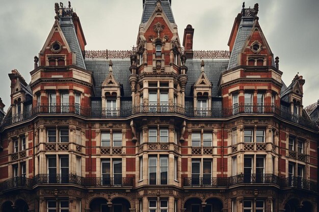 Foto un edificio con muchas ventanas que dice en él