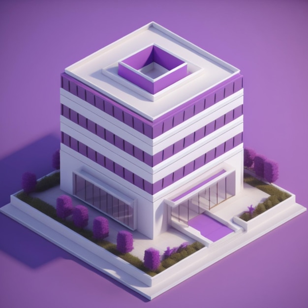 Edificio de oficinas con IA generativa modelo 3d