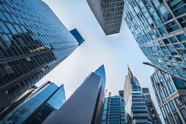 Un edificio de oficinas moderno y azul