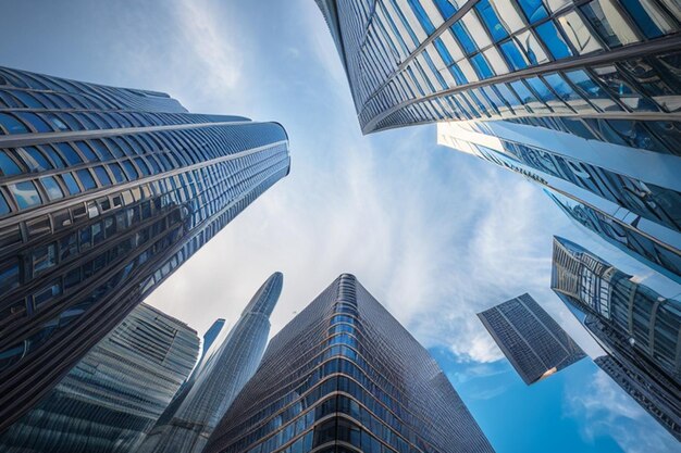 Un edificio de oficinas moderno y azul