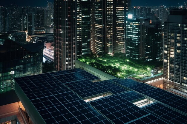 Un edificio con un panel solar en el techo