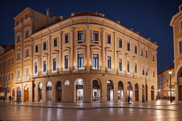 Edificio en pula croacia por la noche