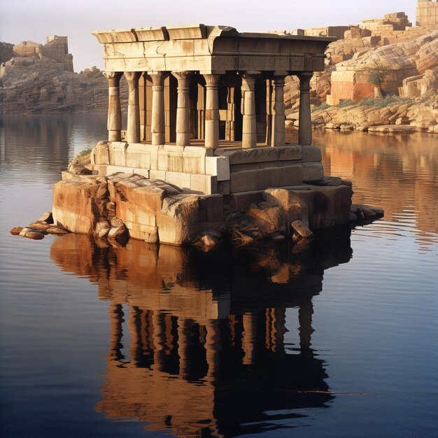 Un edificio con un reflejo de un edificio en el agua.