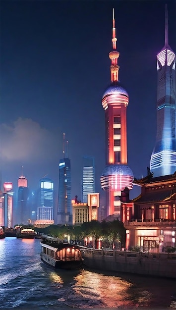 Foto edifício residencial urbano moderno chinês pavimento de mármore céu azul ai gerado