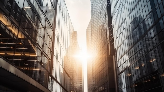 Un edificio con un sol de fondo