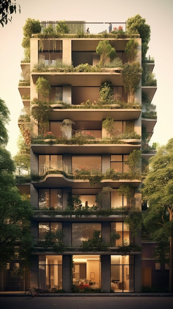 un edificio con un techo verde y una plantación en la parte superior.