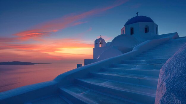 edifício tradicional azul e branco e ambiente autêntico imagem