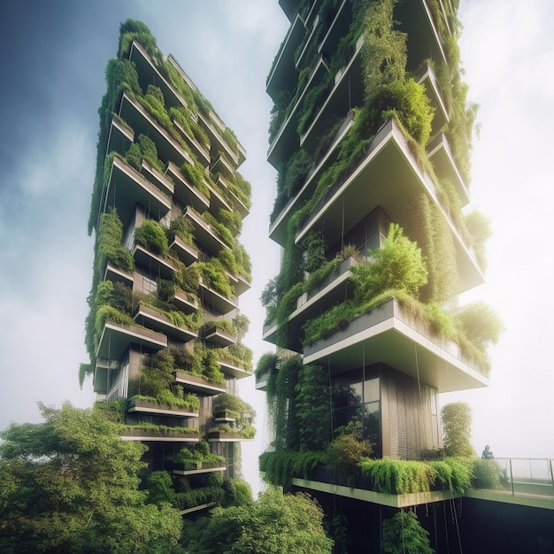 Un edificio verde con plantas