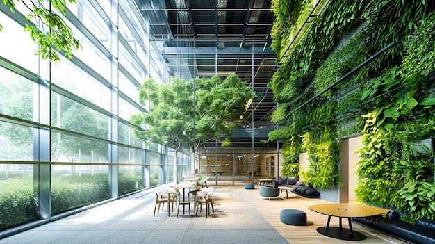 Foto edificio verde sostenible en la ciudad moderna concepto de arquitectura biofílica