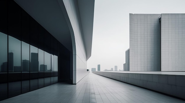 Un edificio con vista a la ciudad al fondo