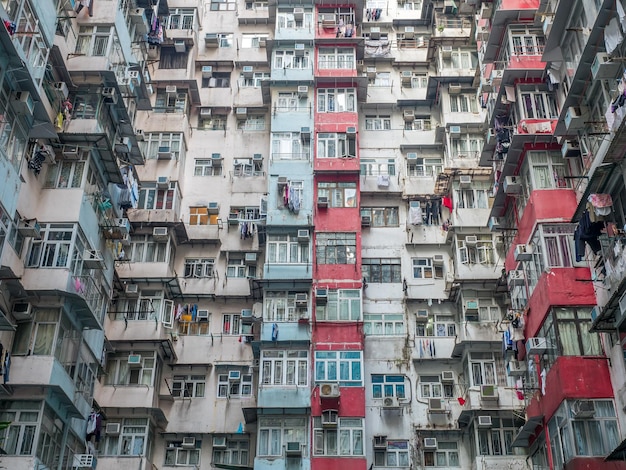 Edificio Yik Cheong o edificios Monster, uno de los monumentos más populares de Hong Kong, China