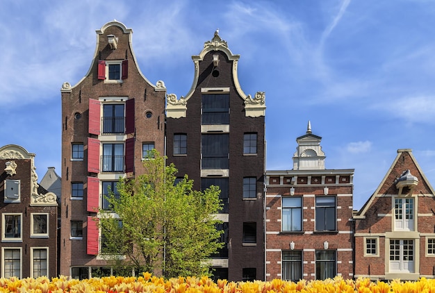 Edifícios antigos tradicionais em Amsterdã