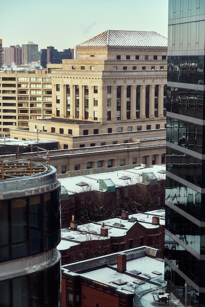 Foto edificios en la ciudad durante el invierno