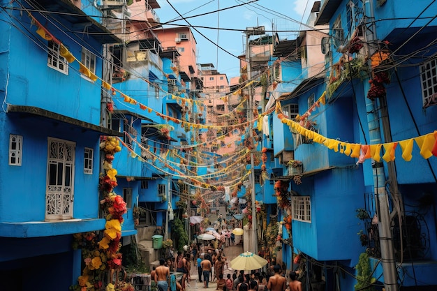 Foto edifícios coloridos na cidade de katmandu, nepal