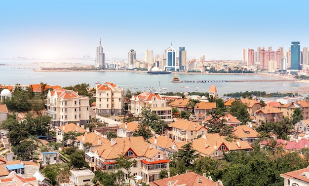 Edifícios históricos de estilo alemão em Qingdao, China.