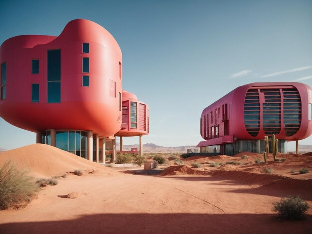 Edifícios modernos construídos com materiais sustentáveis concebidos para permanecerem frescos