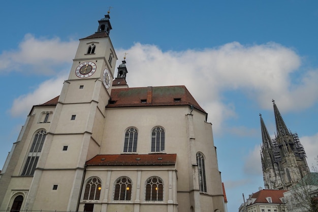 Edifícios na Cidade Velha de Regensburg - Baviera. Património Mundial da UNESCO na Alemanha.